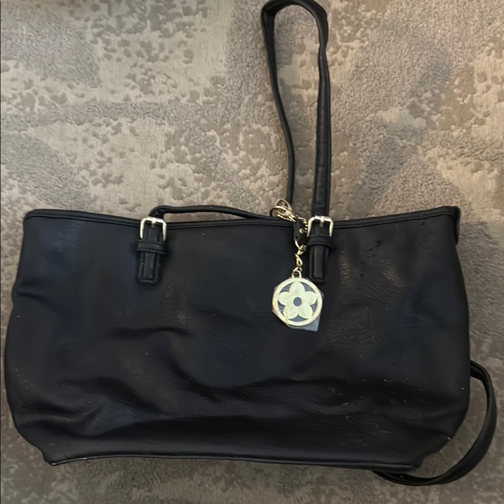 Bueno Black Shoulder Bag with Gold Accents